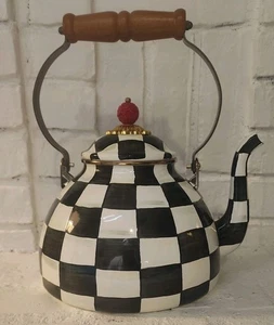 MACKENZIE-CHILDS großer 3 Quart Teekessel COURTLY CHECK Neu! Ohne Karton. - Bild 1 von 5
