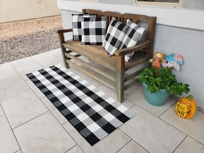 Chic Buffalo чек дверной коврик - черный и белый, 2' x 6' бегун - Изображение 1 из 4