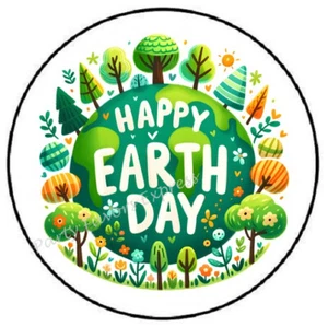 HAPPY EARTH DAY ENVELOPE SEALS LABELS STICKERS PARTY FAVORS - Picture 1 of 2