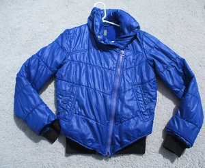 Armani Exchange Puffer Jacket Womens XS Blue Full Cross Zip XSMALL - Picture 1 of 18