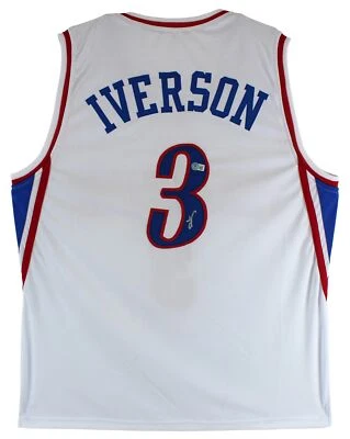 Allen Iverson Authentic Signed White Jersey Autographed BAS Witnessed - Image 1 of 3