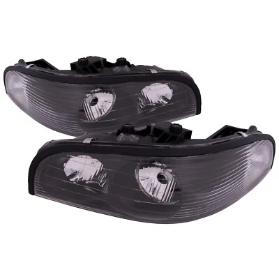 Fits 97-2005 Buick Park Ave Headlights Set Pair Black Housing - Image 1 of 4