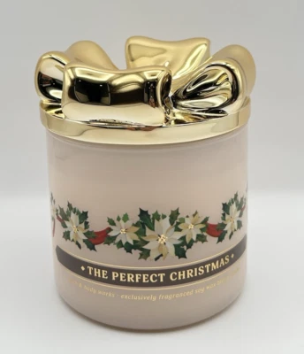 NUEVO Bath & Body Works 3 Mechas Vela Perfecta Navidad Dorado Arco Top Pino 14.5oz Foto 1 de 4