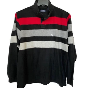 Chaps Great Highland Mens XL Sweater Long Sleeves Snap Buttons Black Red Cozy - Picture 1 of 12