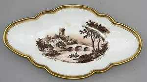 Antigua placa pintada a mano paisaje firmado y fechado 25 cm ancho siglo XIX - Imagen 1 de 14