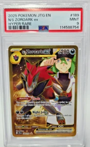 2025 POKEMON JTG EN-JOURNEY TOGETHER HYPER RARE #189 N'S ZOROARK EX PSA 9 - Picture 1 of 2
