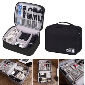 Portable Electronic Accessories Organizer Travel Cable USB Drive Hand Bag Case - Picture 1 of 27