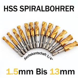 HSS Bohrer Satz mit Sechskantschaft 1/4 Metallbohrer Spiralbohrer 1.5mm Bis 13mm - Bild 1 von 38