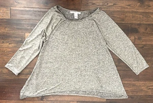 AMERICAN RAG CIE Long Sleeve Slinky Tunic Top Shark Bite Hem Women's Sz 1X - Picture 1 of 5