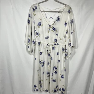 Torrid Mini Challis Skater Dress White Blue Floral Size 0 Spring NWD NEW *FLAWS* - Picture 1 of 14