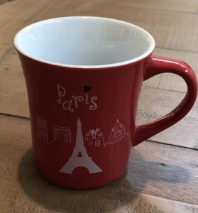 Nem Tours Paris France Coffee Tea Mug Cup Eiffel Tower CAT CHARMING Red/white - Picture 1 of 10