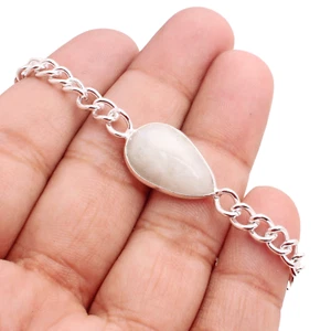 Arcoiris Luna Piedra Preciosa Pulsera Plateado Plata Handmade Joyería Regalo 8G - Imagen 1 de 3