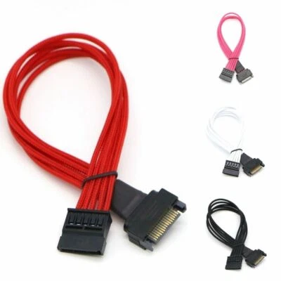 Single Sleeved 1pc Sata 15pin Male To Female Power Extension Cable 13 Colors New - Image 1 of 4
