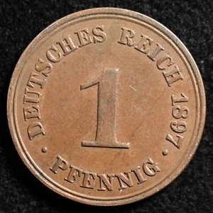 Germany Empire 1 Pfennig 1897A, Coin, Inv#G429 - Picture 1 of 2