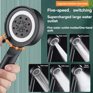 High Pressure Shower Head 5 Settings Handheld Shower Heads Spray With 5 FT Hose - Picture 1 of 6