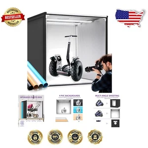 100x100CM Portable Photo Light Box with 4 Backdrops & Adjustable LED Lighting - Picture 1 of 11