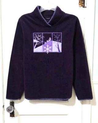 Suéter suéter polar NorthCrest para mujer mediano púrpura bordado invierno Foto 1 de 4