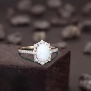 18k Gold Natural Opal Ring October Birthstone Ring Stunning Oval Cut Ring or All - Picture 1 of 4