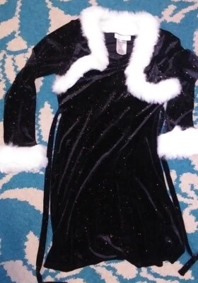 Bonnie Jean девочки Рождество праздничное платье размер 10 черный искусственного меха блеск - Изображение 1 из 4