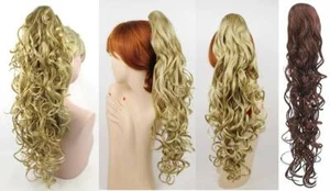 25" LONG LAYERED LOOSE WAVY CURLY HAIR PONYTAIL HAIRPIECE CLAW CLIP DRAWSTRING - Picture 1 of 12