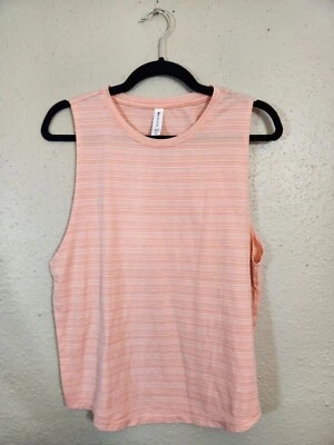 Camiseta sin mangas elástica cuello redondo a rayas rosa Athleta para mujer talla mediana Foto 1 de 4