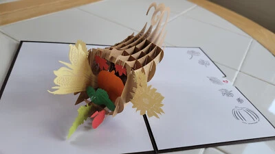 LOVEPOP 3D Card THANKSGIVING CORNUCOPIA New in protective sleeve LP1080 holiday - Image 1 of 4