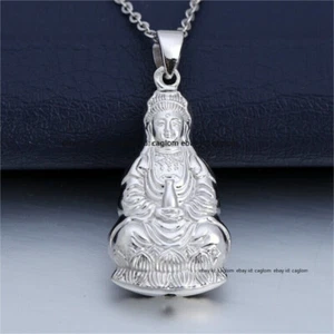 Pure Pt950 Platinum 950 Men Women Bless Kwan-yin Pendant 1.2-1.4g - Picture 1 of 5
