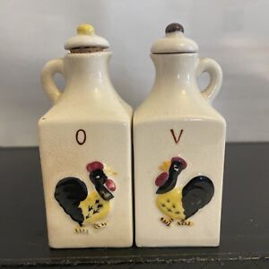 Vintage 1950’s FarmHouse Ceramic Rooster Vinegar / Oil  Wall Decor Collectible