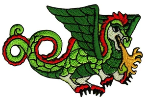 bk95★Drache Grün Aufnäher zum aufbügeln Bügelbild Patch Applikation 7,8 x 5,3cm - Bild 1 von 1