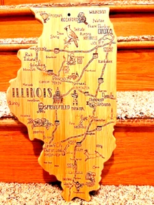 Illinois Shaped Bamboo Serving or Cutting Board 16”x9” - Picture 1 of 1