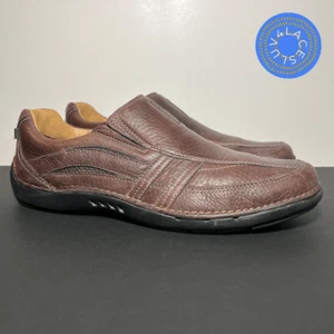 Scarpe casual da uomo CLARKS in pelle marrone destrutturata / taglia 9,5 Medium - Foto 1 di 8