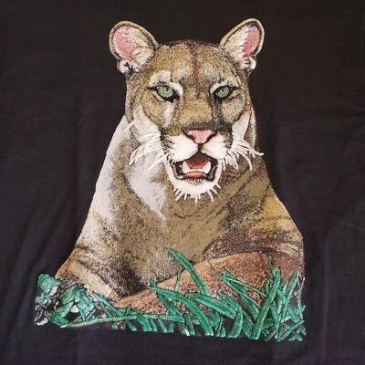 Vtg 90's Tiger Raised Grafic Screen Stars T Shirt L Single Stich Black Rare NWT - Image 1 of 4