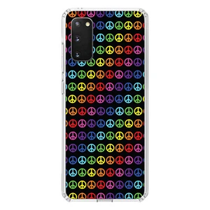 Clear Case for Galaxy S (Pick Model) Black Rainbow Peace Signs - Picture 1 of 12