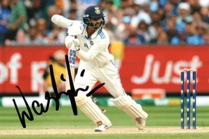 INDIA CRICKET: WASHINGTON SUNDAR SIGNED 6x4 TEST ACTION PHOTO+COA - Picture 1 of 1