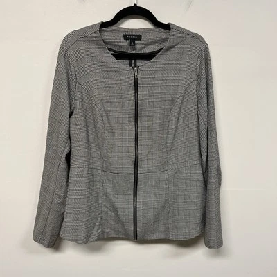 Torrid Houndstooth Zip Front Blazer Jacket Size 0 L Gray Black Work Career Chic - Image 1 of 4