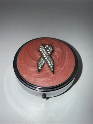 Rhinestone Pill Box Pink and Silver Toned - Image 1 of 3