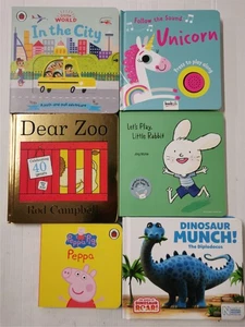 6 Board Books - Dear Zoo, Peppa, Follow the Sound Unicorn & Dinosaurs - Picture 1 of 7