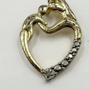 925 FAS Vintage Pendant Mother Child Heart Spiritual Inspirational Religious - Picture 1 of 7