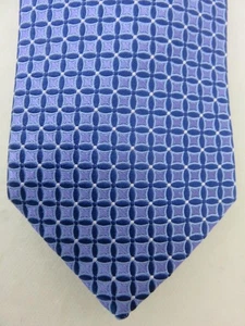 Cravatta Eton seta blu quadrati geometrici Italia 3" x 59,5" - Foto 1 di 4
