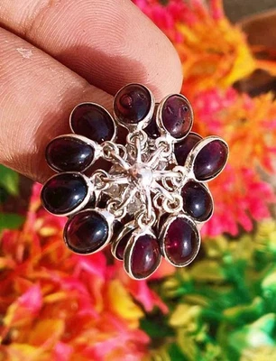 Anillo de piedras preciosas granate enchapado en plata de ley 925 talla 6,50 DEOFH-R6 Foto 1 de 4