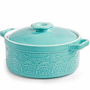 2 Quart Ceramic Casserole Dish with Lid, 7.5 Inch Round Covered Casserole Pot... - Picture 1 of 6