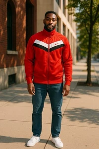 Nike The Athletic Dept. Uomo Vintage Giacca da pista rossa Chevron full zip XL USATA IN OTTIME CONDIZIONI - Foto 1 di 19