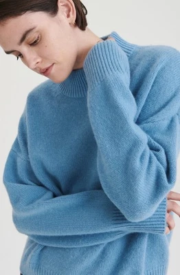 Suéter Colección Nordstrom 100% Cachemira L Turquesa Azul Teal Cuello Simulado Puro Foto 1 de 4