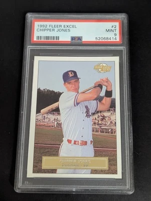 1992 Fleer Excel Baseball #2 Chipper Jones Atlanta Braves HOF PSA 9 MINT - Image 1 of 2