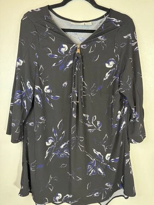 Camisa Avenue Studio Negra Medianoche Floral Elastizada Cuello en V Top Para Mujer Talla 18 Foto 1 de 4