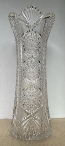 ABP Sawtooth Brilliant Cut Glass Vase 15” Heavy Stunning Signed Libbey READ - Picture 1 of 20