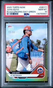 2025 Topps Now Road To Opening Day Green /99 Juan Soto PSA 10 - Picture 1 of 2