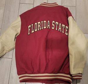 Giacca vintage FLORIDA STATE Varsity Letterman maniche in pelle taglia XL, usata in ottime condizioni - Foto 1 di 16