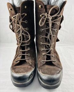RALPH LAUREN ITALY BROWN SUEDE BOOTS LACE-UP MEN SZ10.5 D POCKETS REINFORCED TOE - Picture 1 of 11