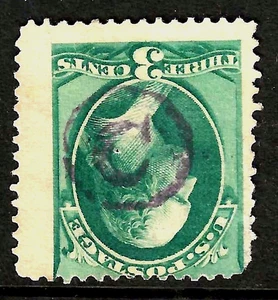 PURPLE LETTER C Fancy Cancel Jumbo Misperf 3 Cent Washington Banknote US 78E13 - Picture 1 of 2
